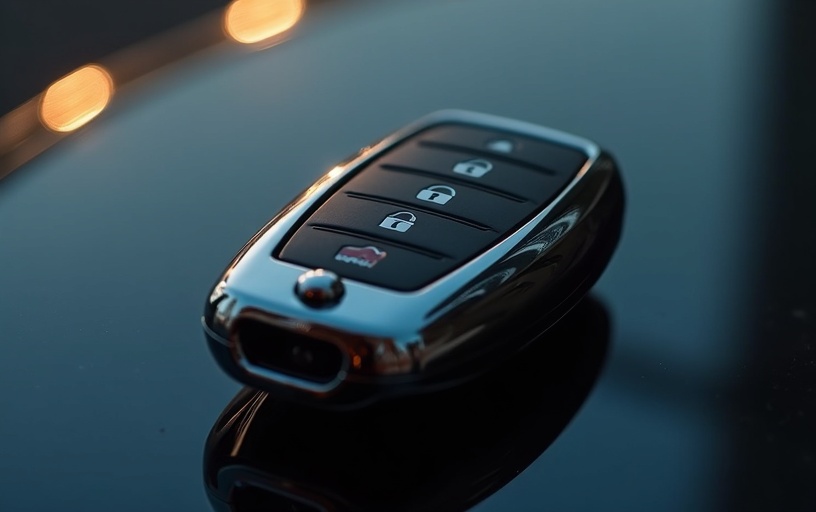 Car key fob close up showing electronic components for programming service Dallas Fort Worth