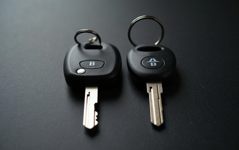 Key duplication showing original and duplicate car key side by side