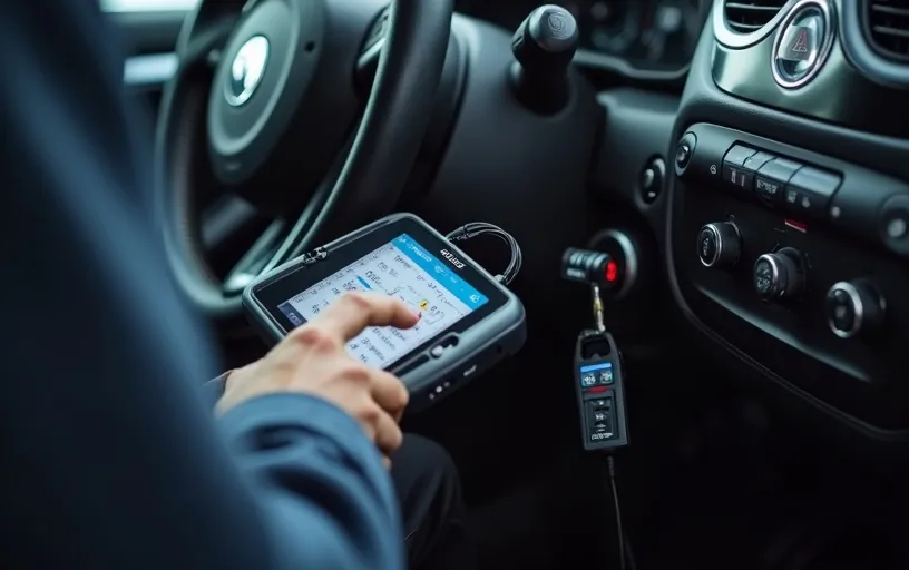 Lost push-to-start key replacement and programming with OBD diagnostic device